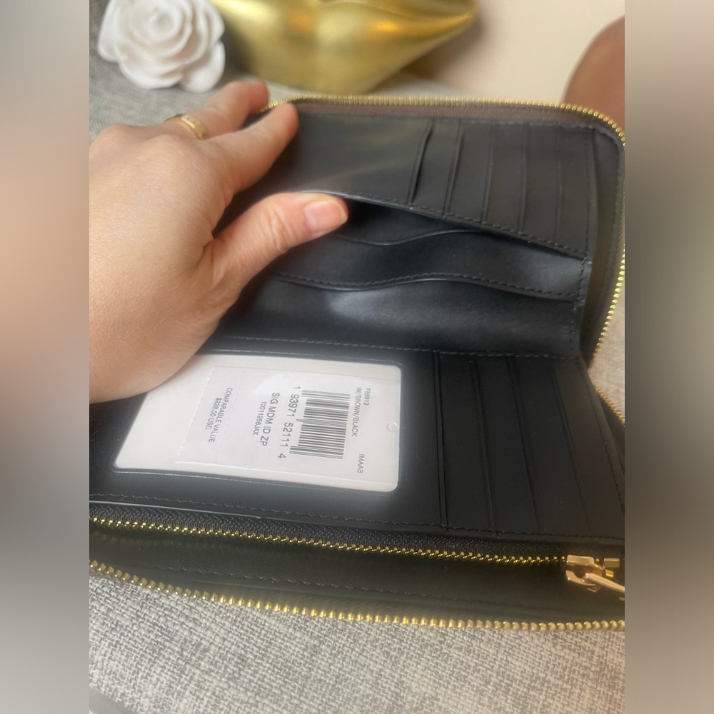 $99 price per bag(NWT) Coach Medium ID Zip wallet In Signature - Picture 4 of 5